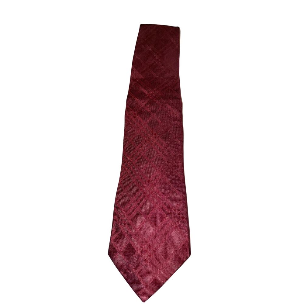 Burberry London deep red nova check 100% silk neck tie made in Italy luxury
